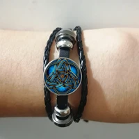 2019 new fashion popular blue trinity celtics rope leather woven bracelet charm bracelet
