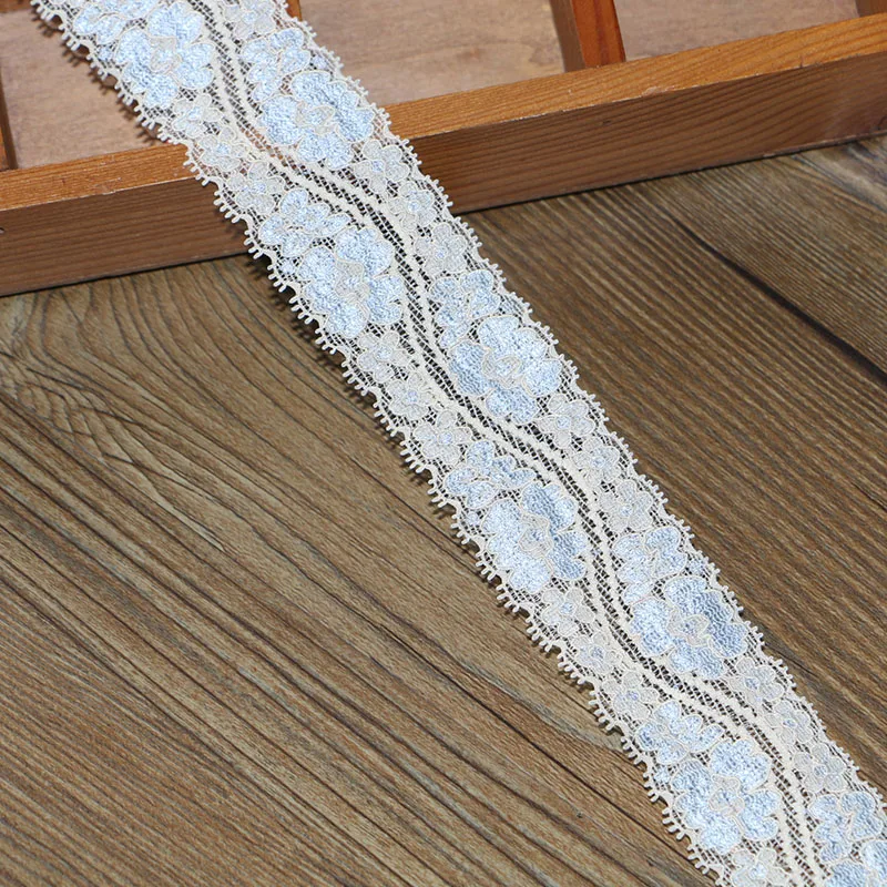 Кружево эластичное рисово-синее и красно-золотистое 5 ярдов 4 см аксессуары для