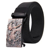 fashion nylon woven elastic canvas belt new version trend sports quick switch alloy automatic buckle military fan tactical belt