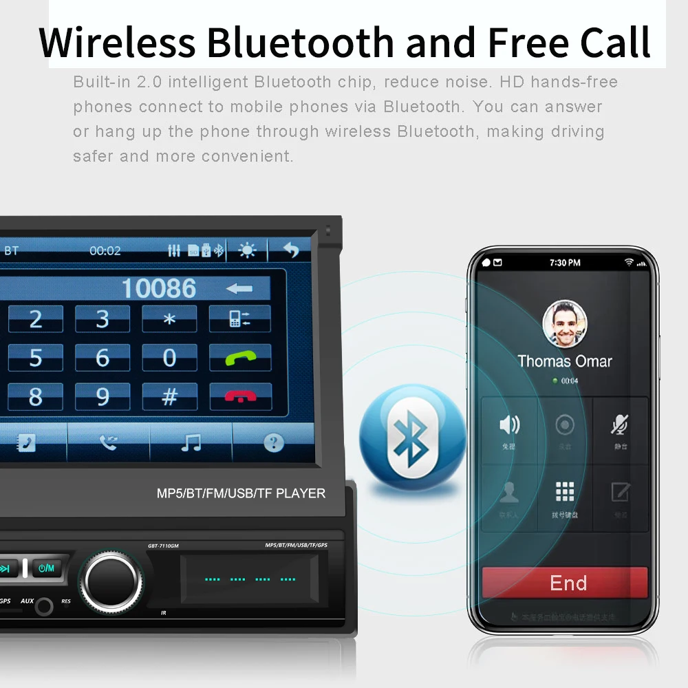 Автомагнитола AMPrime 1DIN 7 ''сенсорный экран мультимедийный плеер Mirror Link MP5 GPS Bluetooth