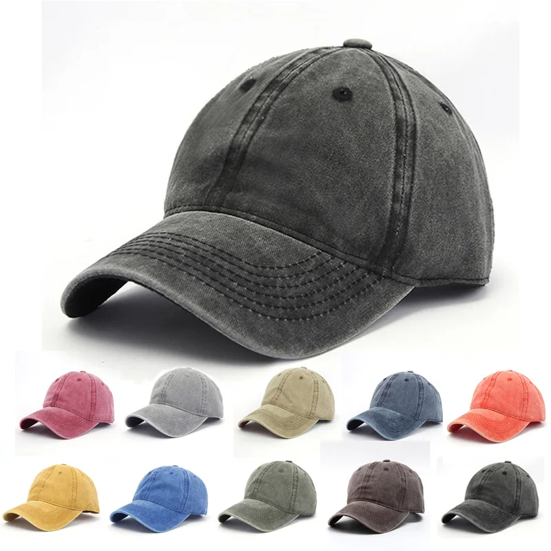 Spring Autumn Cap Pure Color Cowboy Water Washing Hats Hat Hip Hop Fitted Cap For Men Women Grinding
