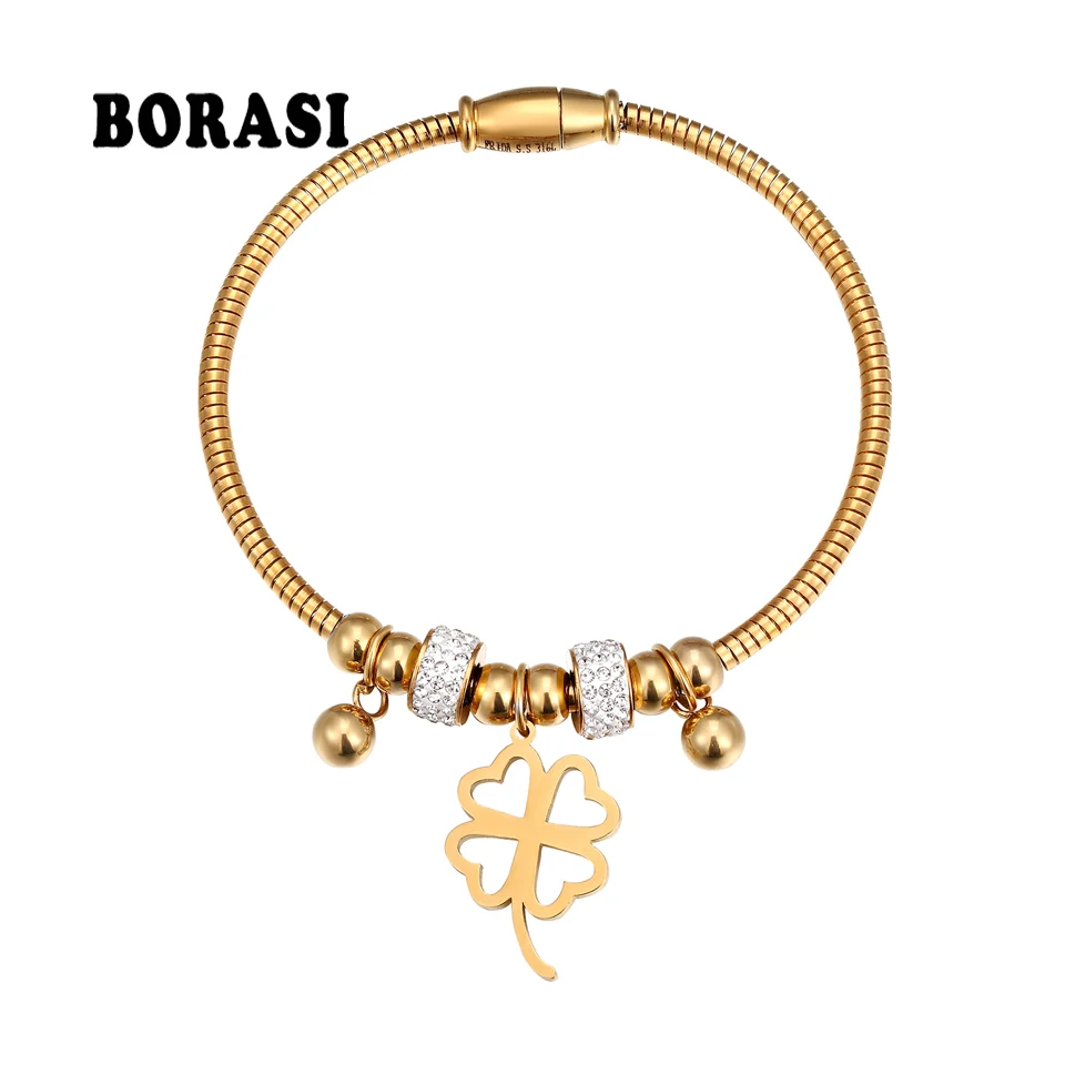 Женский браслет из нержавеющей стали с кристаллами и фианитами|Цепочки браслеты|