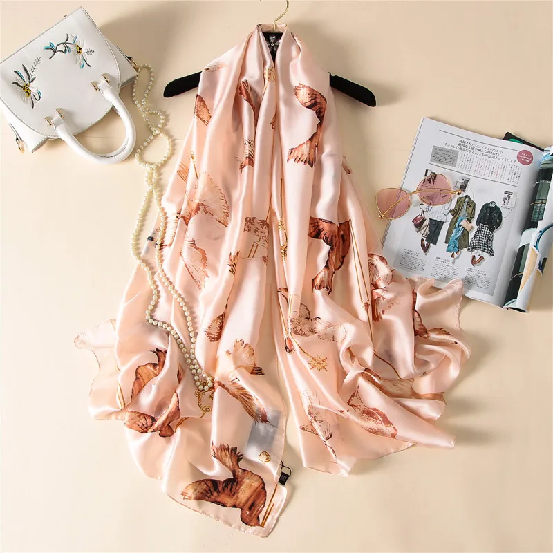 

KOI LEAPING fashion birdie pattern scarf female summer decoration sunscreen air conditioning shawl soft silky scarf beach gift