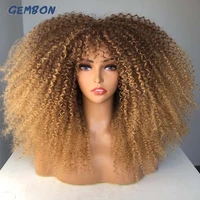 gembon hair brown copper ginger short curly synthetic wigs for women natural wigs with bangs heat resistant cosplay hair ombre
