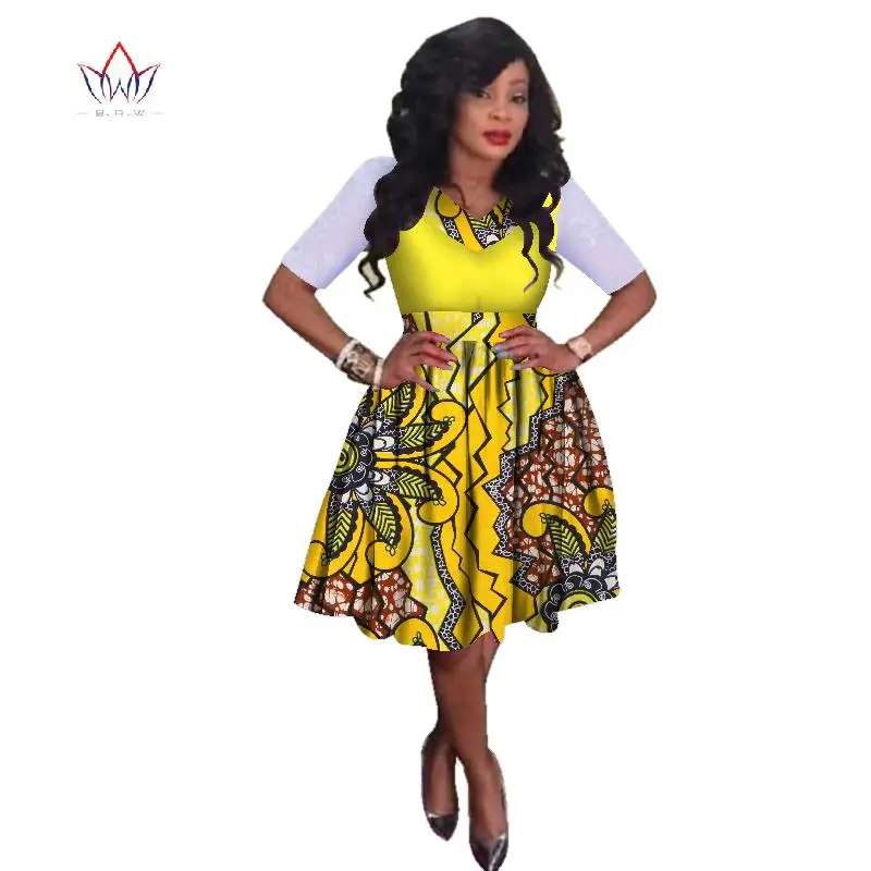 Women Midi Dress African Print Dresses for Three-Quter Sleeve Clothing Plus Size 6XL BRW WY2235 | Тематическая одежда и