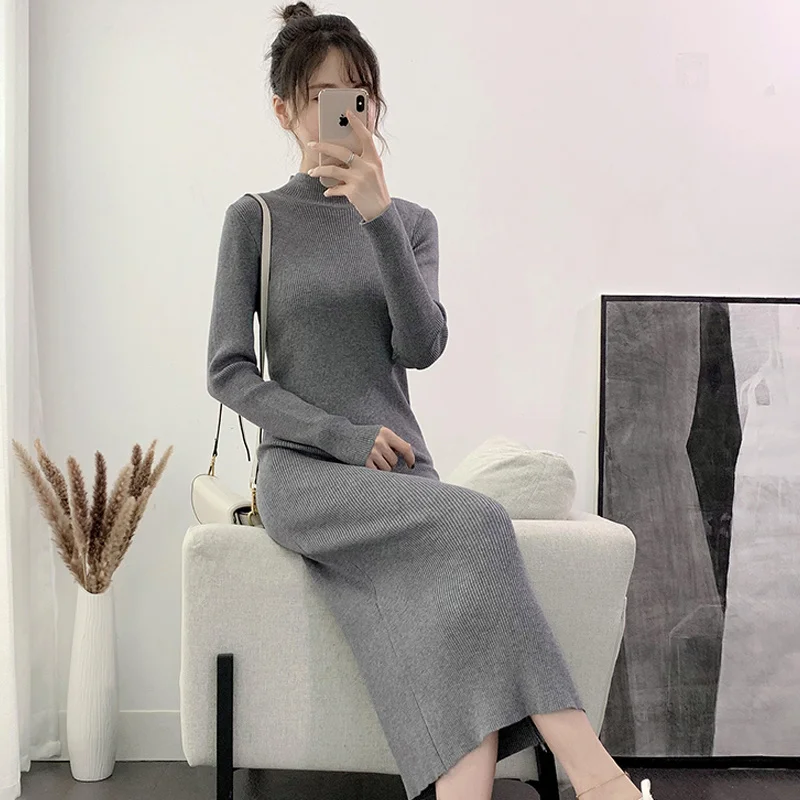 

Свитер женский осенний трикотажный, теплый, однотонный