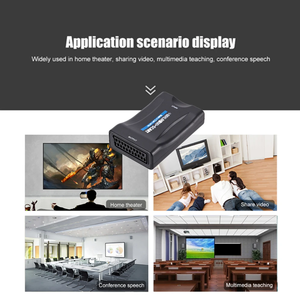 Адаптер преобразователя 1080P SCART в HDMI-совместимый преобразователь видео аудио