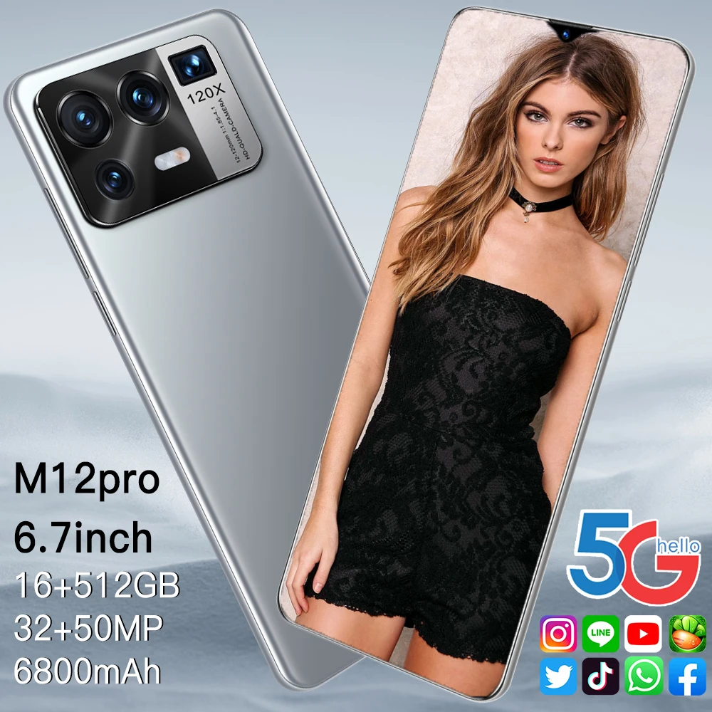 

2021 Global Version Smartphone M12 Pro 6800mAh 6.7 Inch 32MP 50MP Camera Snapdragon 888 16GB 512GB Android 11.0 Face Recognition