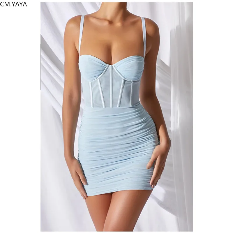 2020 женское летнее Мини платье без бретелек с низким вырезом на спине драпировкой