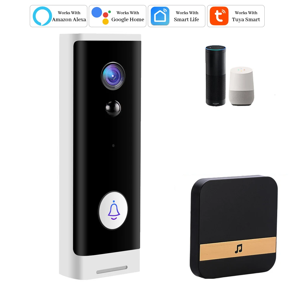 

Дверной звонок Smart Tuya, беспроводная Wi-Fi камера с монитором, домофон, дверной звонок для домашней безопасности