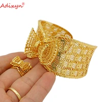 adixyn ethiopian bow bangle and ring for women arab dubai hand bracelet jewelry african wedding accessories n10277