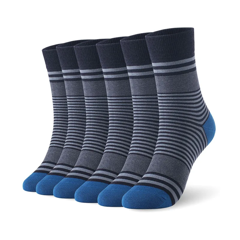 Dark blue6 Men cotton socks stripped man large size socks 6pairs/lot UK SIZE 7-11 EUR SIZE 40-46 1002 VKMONY - Цвет: Dark blue6