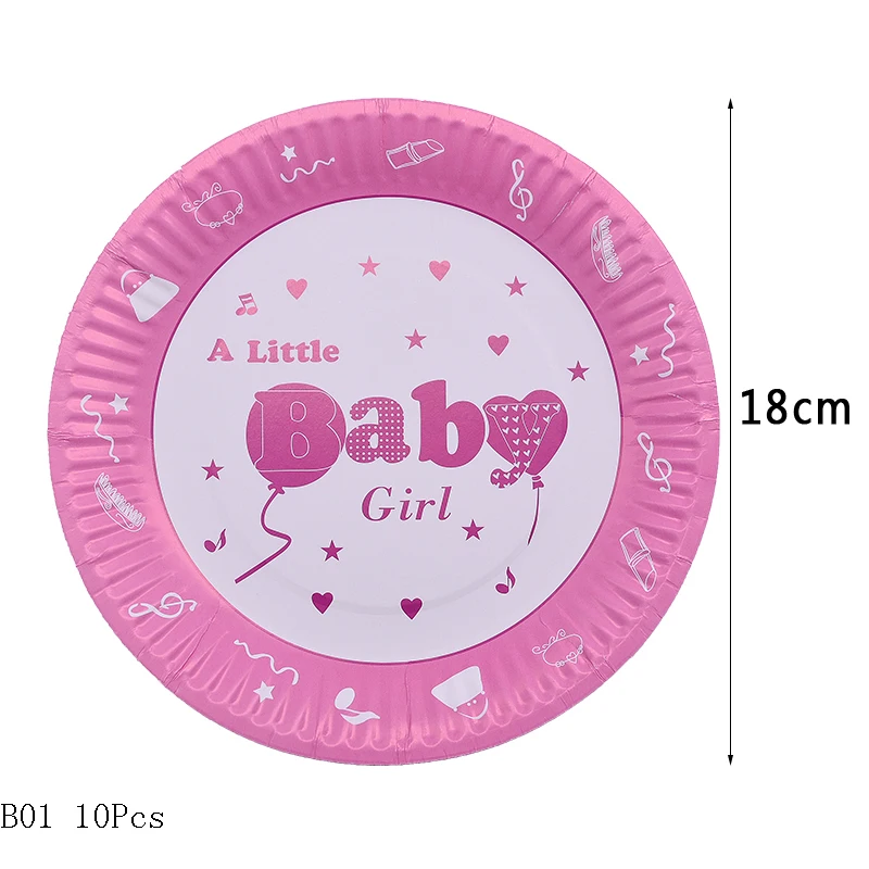 G01 Boy or Girl Baby Shower Disposable Tableware Gender Reveal Cup Plate Napkin Tablecloth Garland Birthday Party Decoration - Color: G01