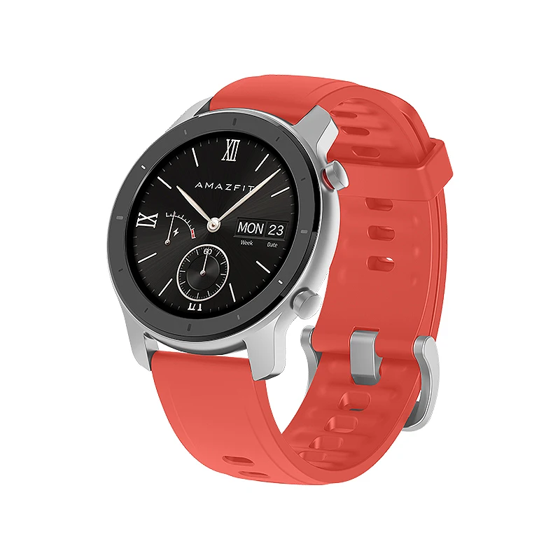 Глобальная версия, Новые смарт-часы Amazfit GTR 42 мм, 5ATM, умные часы, 12 дней, батарея, управление музыкой для Android IOS - Цвет: Red
