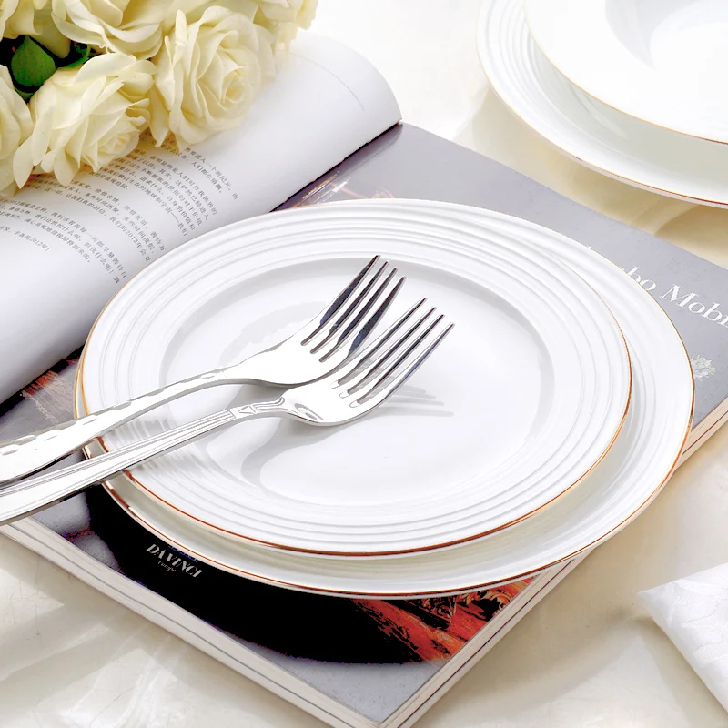 

White Ceramic Plate 8inch 9inch 11inch Steak Plate Dessert Dishes