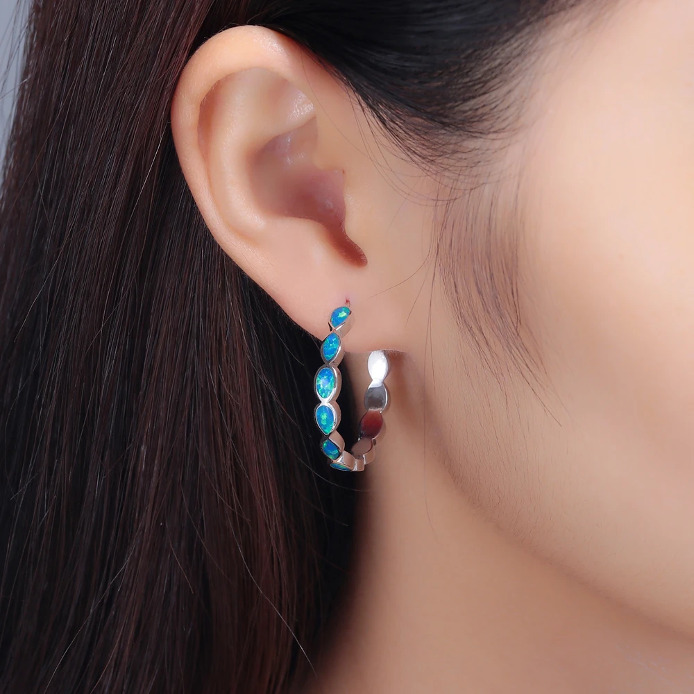 Женские сережки-гвоздики CiNily сережки с синим белым огненным опалом и