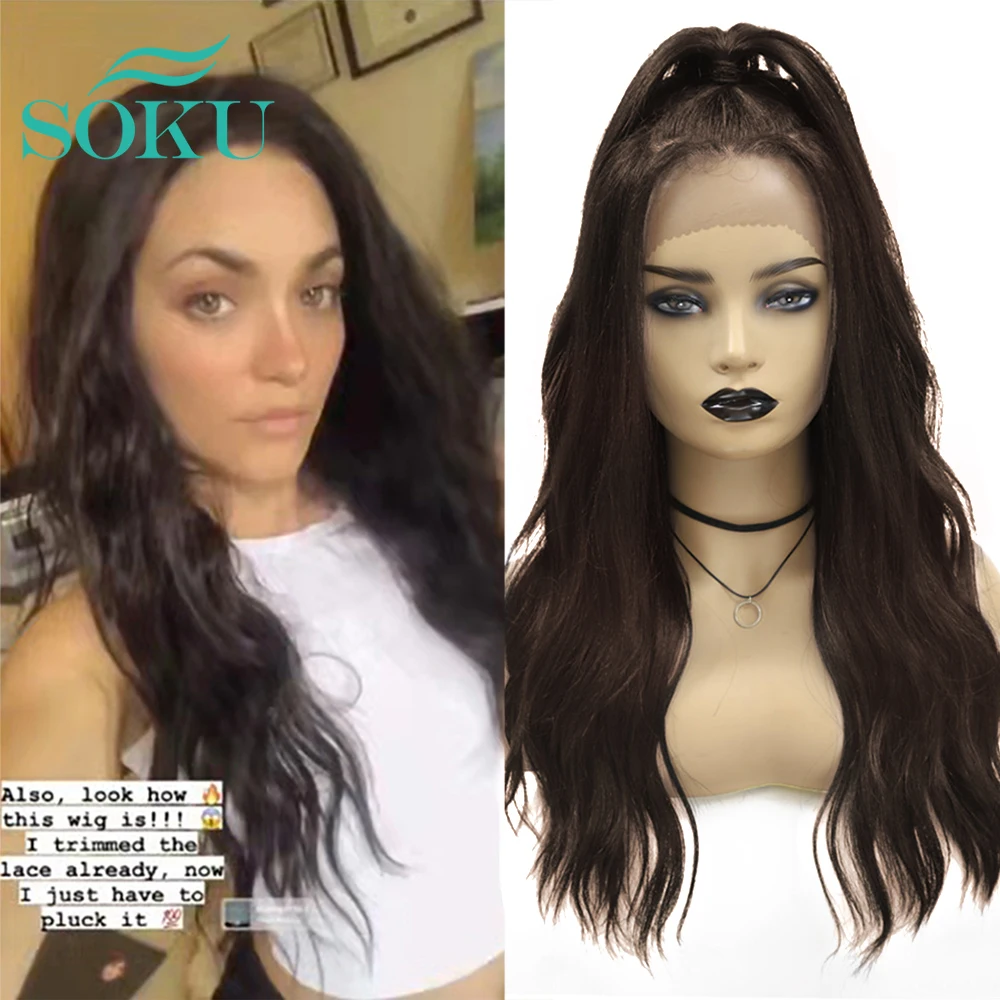 

Lace Wig Synthetic Wig Black Hair Wig With Natural Hairline Heat Resistant Fiber For Women Dream Daily Party Hairstyle SOKU