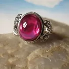 Винтажные минималистичные женские обручальные кольца с красным лунным камнем, резные цветы, кольцо с камнем, романтические подарки, женская бижутерия