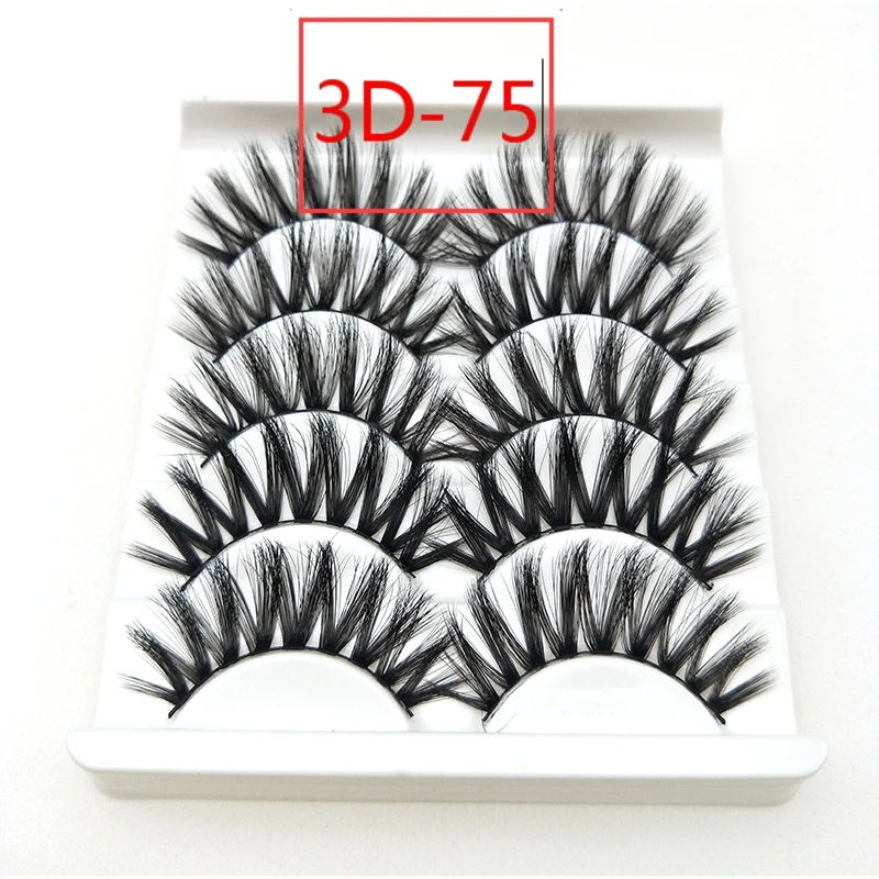 5 пар 3D удлинение норки накладные ресницы из искусственной норки натуральные ресницы длинные Объемные Накладные ресницы макияж ручной работы Ресницы горячая распродажа - Цвет: 3D 75