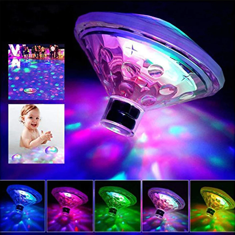 

RGB Underwater Lights LED Disco Party Light Floating Bath Lamp Swimming Pool Pond Light with 7 Lighting Modes Child Bath Toys