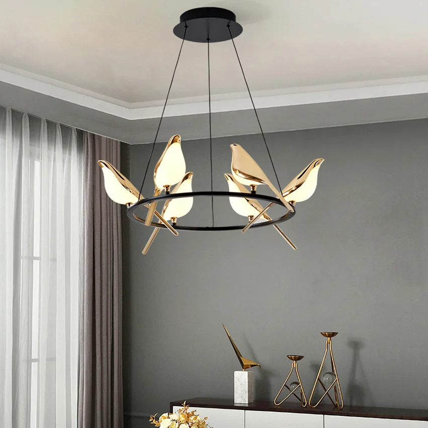 

Italian design bird lamp post modern led chandelier lighting 6 creative lamp living room dining room kitchen pendant lamp