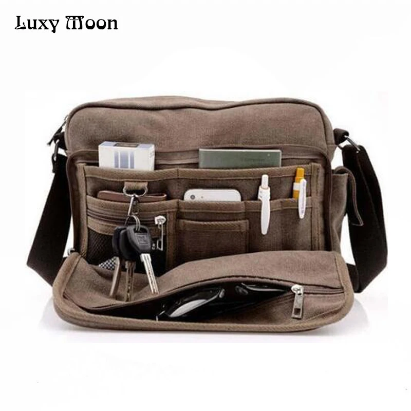 

High Quality Multifunction Canvas Bag travel bag men messenger bag brand men's crossbody bag luxury vintage style briefcase
