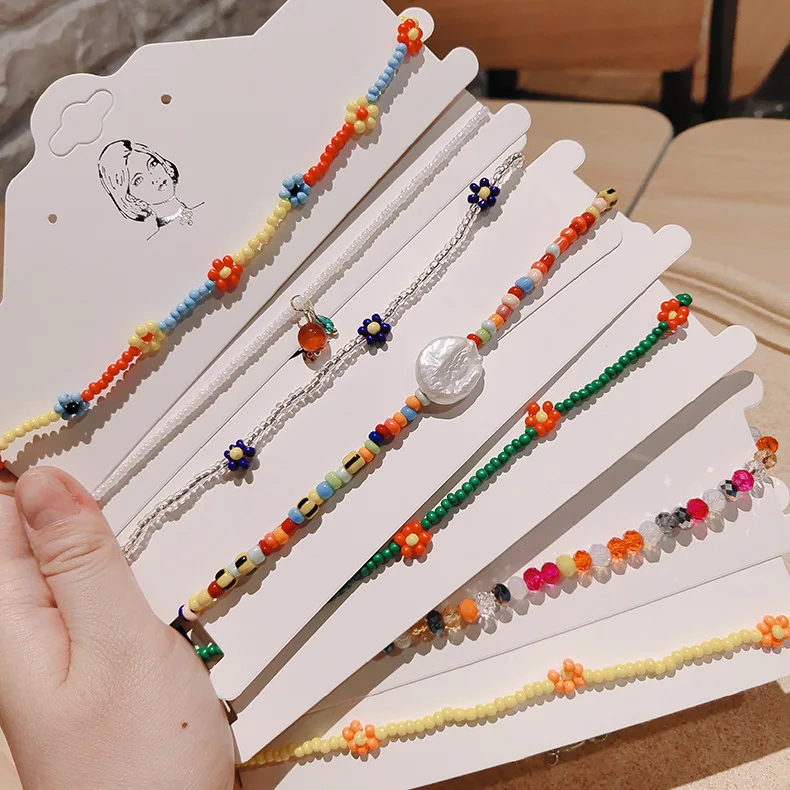 Женское Ожерелье с бусинами Kpop маленькие цветочные ожерелье ромашками ручной