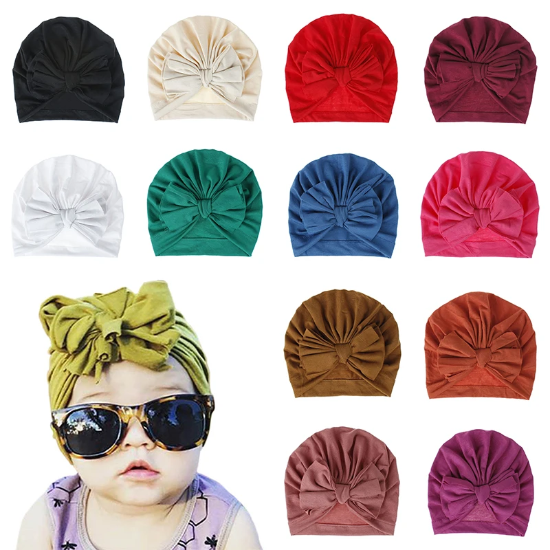 Вязаная Детская Шапочка из хлопка дышащие шапки тюрбан для девочек летняя