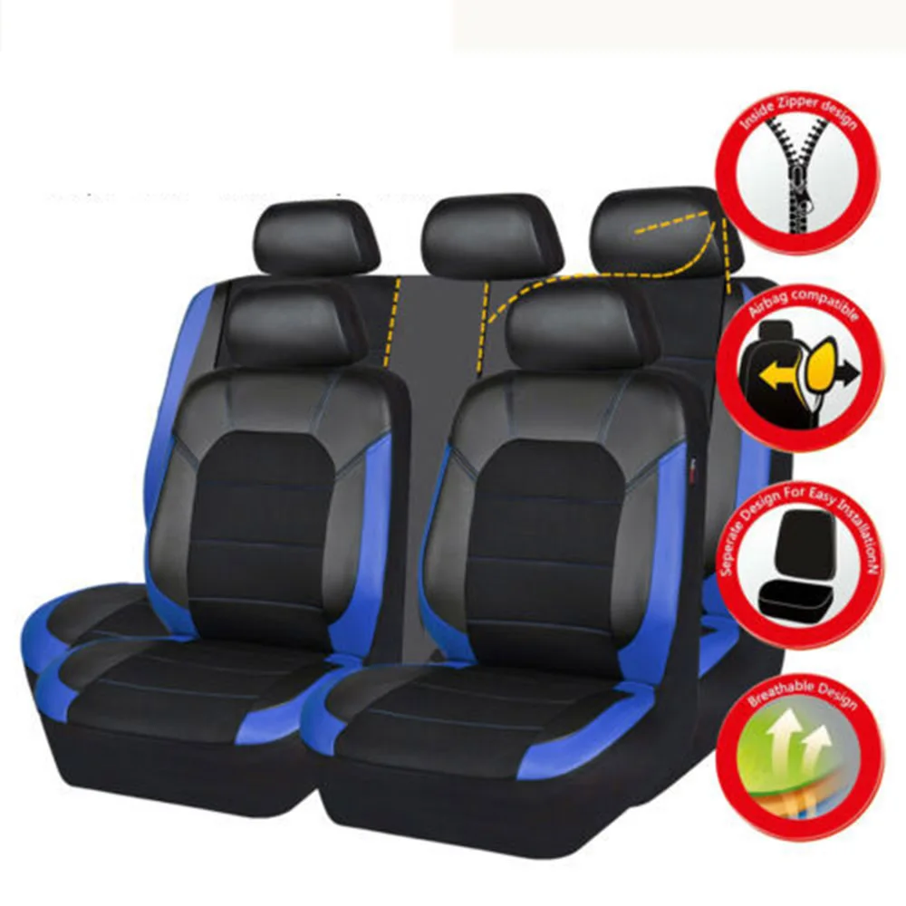 

Из искусственной кожи набор чехлов для автомобильных сидений, защита для сидений для Nissan Rogue Terrano2 Tiida Wingroad XTRAIL T30 T31 T32 2018 солнечное сильфи 2020