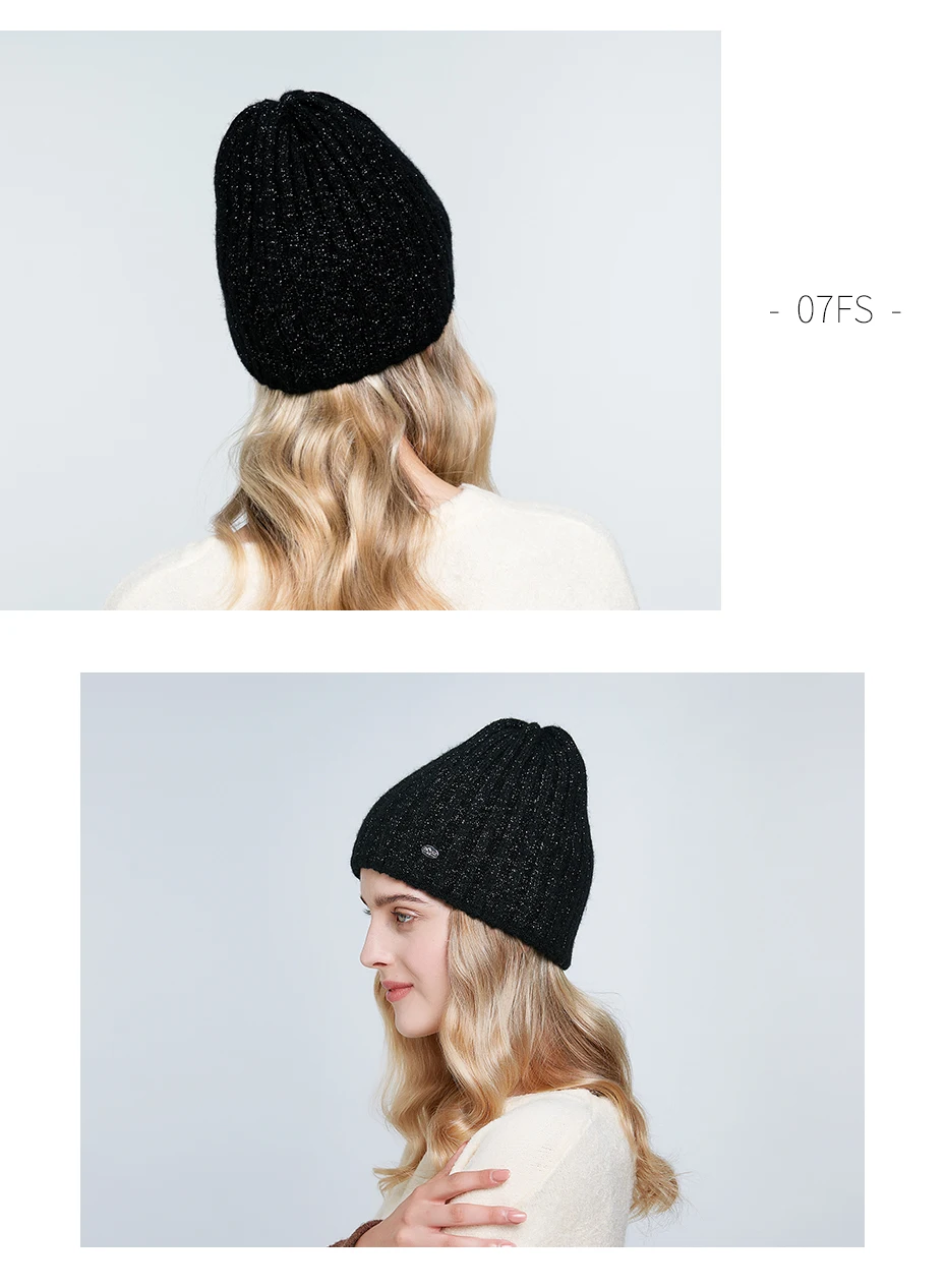 ENJOYFUR Thick warm winter hats for women soft mohair knitted female caps double lining beanies