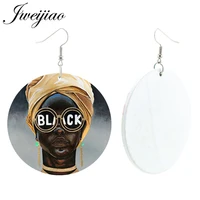 jweijiao hiphop girl jewelry wood pendant earrings africa lady woman painted wooden earrings black girl party gift wd173