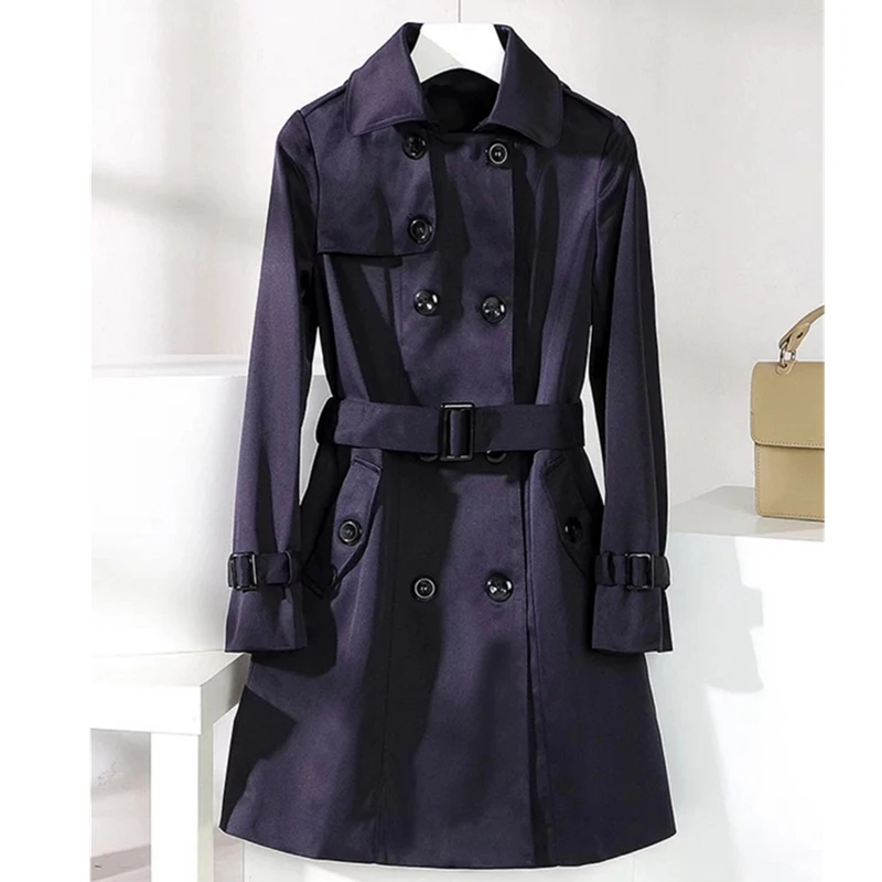 

Mid-Length Windbreaker Women's Spring Autumn 2021 Fashion New Style High Quality Slim Double-Breasted Temperament Coat Trendy
