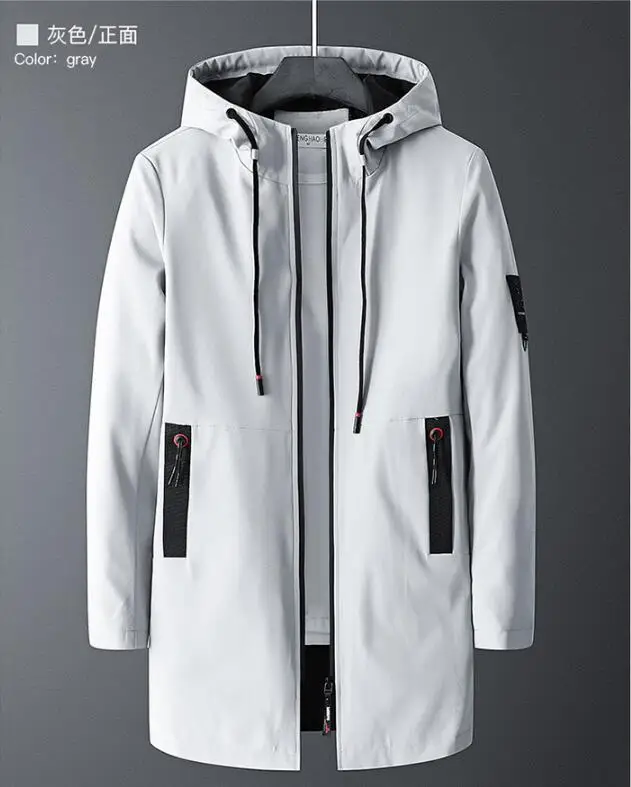 Тренчкот мужской Модная приталенная Молодежная ветрозащитная длинная куртка