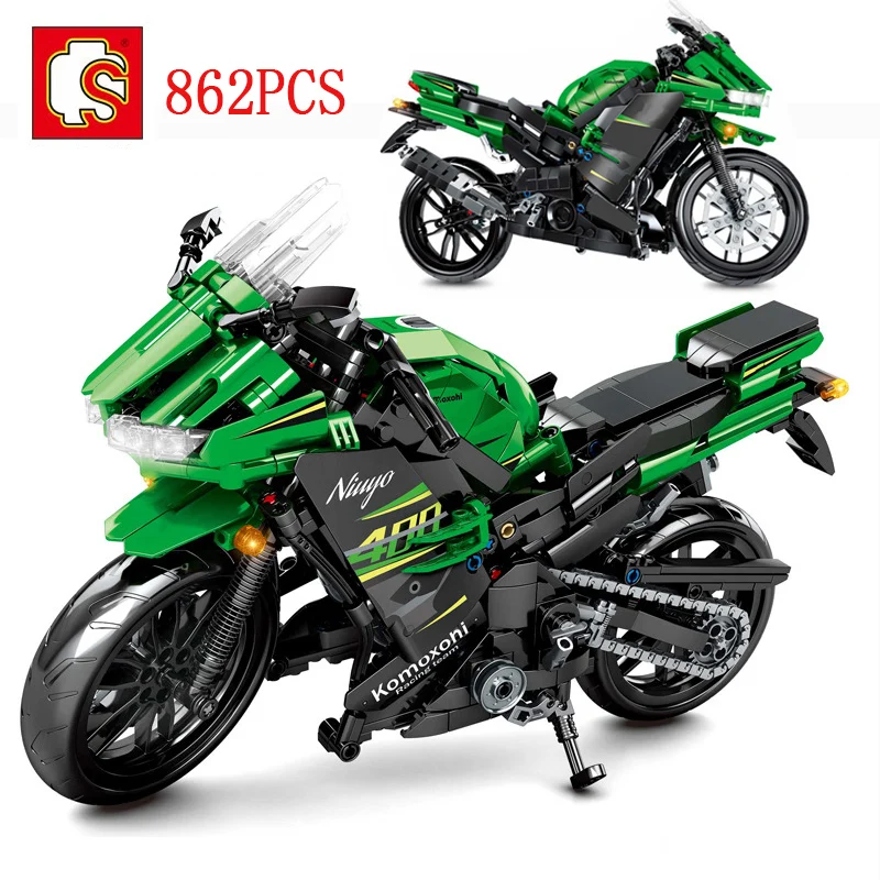 

SEMBO технический мотоцикл скоростной автомобиль Kawasaki Ninja 400 городской мотоцикл гоночный мотоцикл автомобиль строительные блоки игрушки пода...
