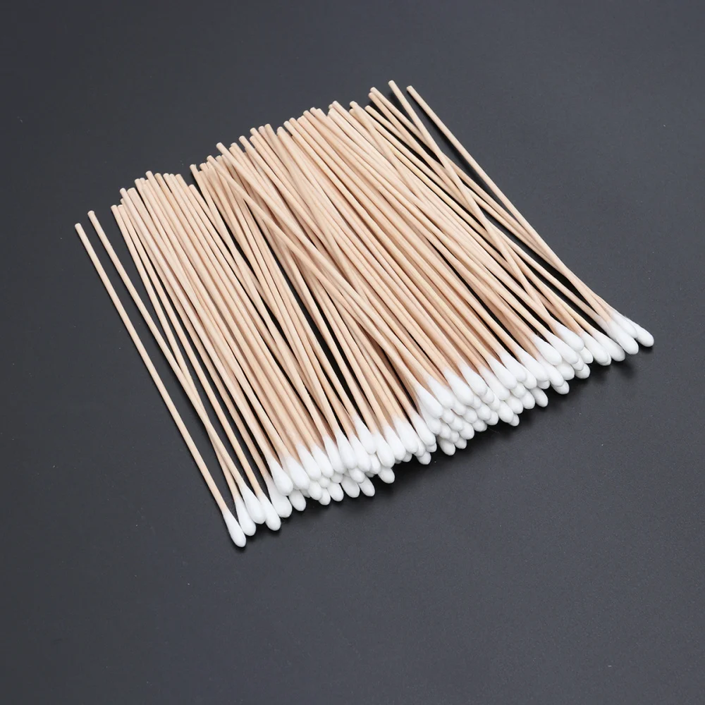 100 шт длинные деревянные ручки ватные тампоны медицинские мазки для чистки ушей