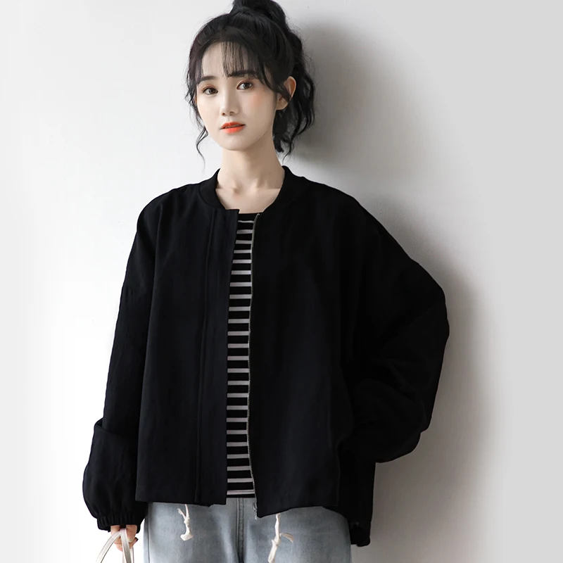 

2021 Spring New Black Short Coat Women's Loose Korean Casual Top BF Retro Hong Kong Style Workwear Jacket Fashion