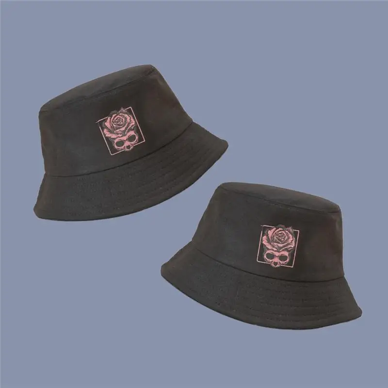 

2021 Cotton new style fashion joker roses skull Bucket Hat Fisherman Hat outdoor travel hat Sun Cap Hats for Men and Women 293