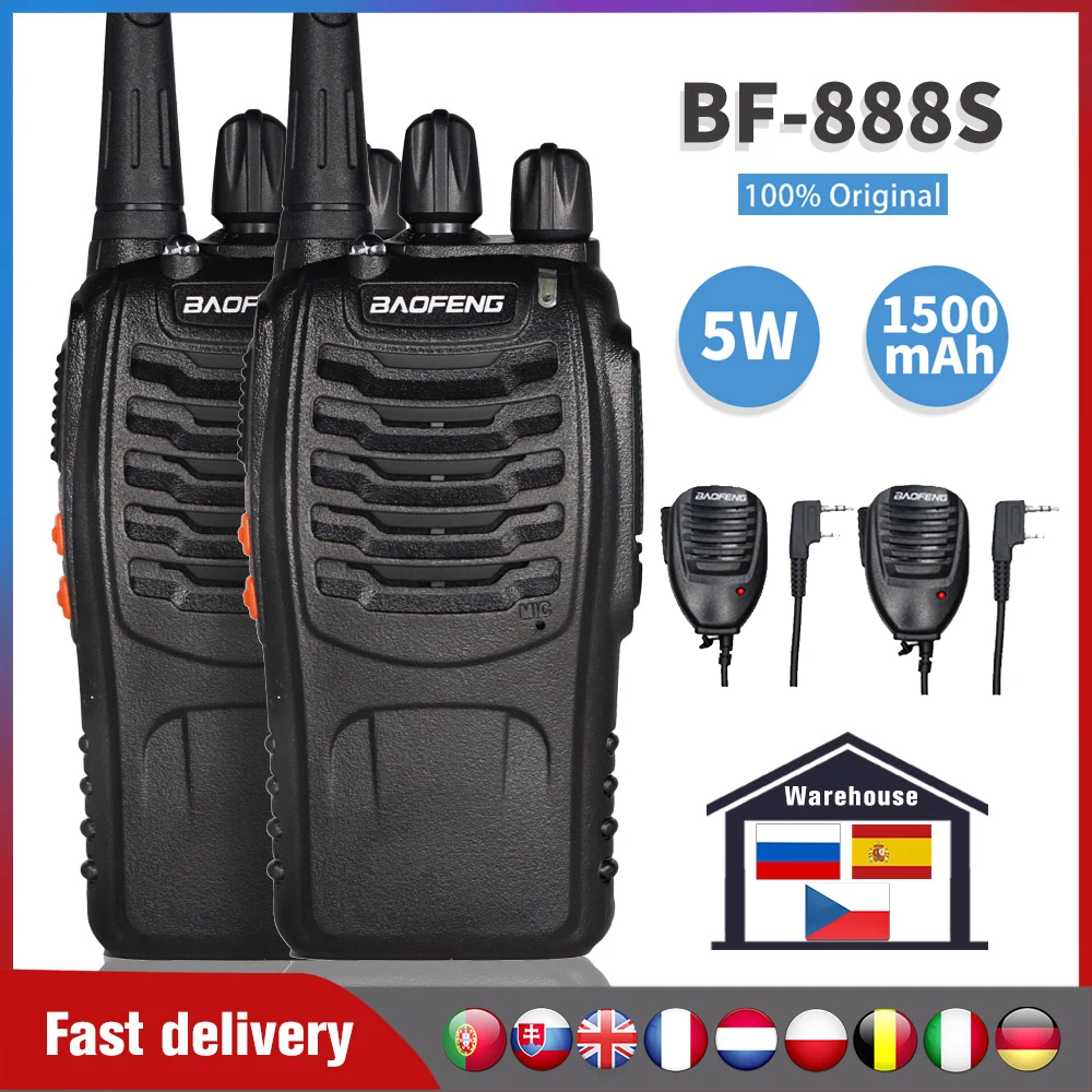 2pcs Baofeng 888S Walkie Talkie 6KM Portable Ham Radio BF-888S Two Way Radio FM Transceiver bf888S 5W UHF Handheld CB Intercom