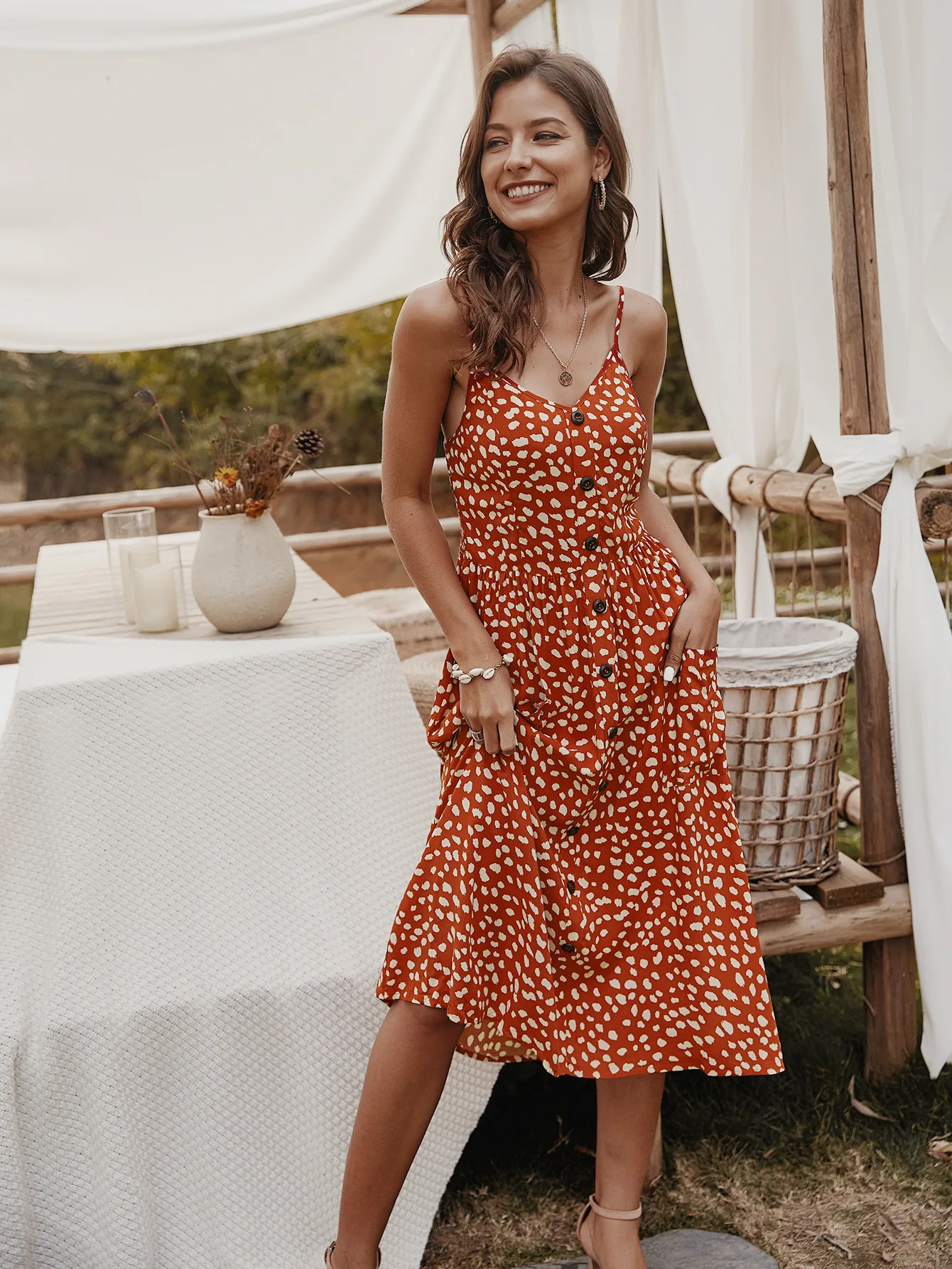 

Vintage Sleeveless Boho Floral Dress Elegant Women Summer V-Neck Beach Dresses Casual Ladies Sleeveless Long Dress