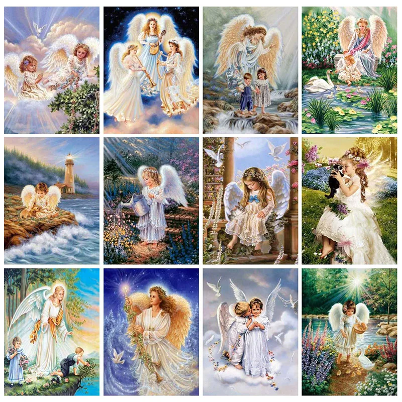 

5D Diy Diamond Painting With Diamonds Angel Baby Cross Stitch Kits Full Drills Embroidery Wall Art Hanging Home Decor