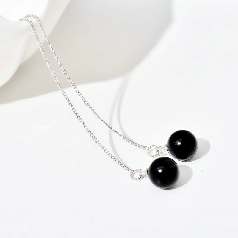 Женские длинные серьги-кисточки из черного агата серьги стерлингового серебра 925