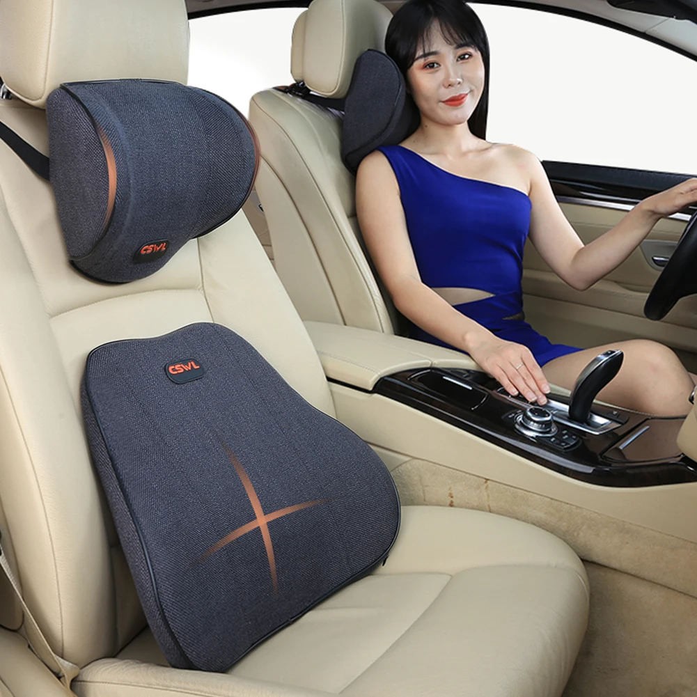 

Linen Car Headrest Neck Rest Pillow Memory Foam Head Lumbar Waist Support Pillow Breathable Car Neck Cushion for Four Seasons