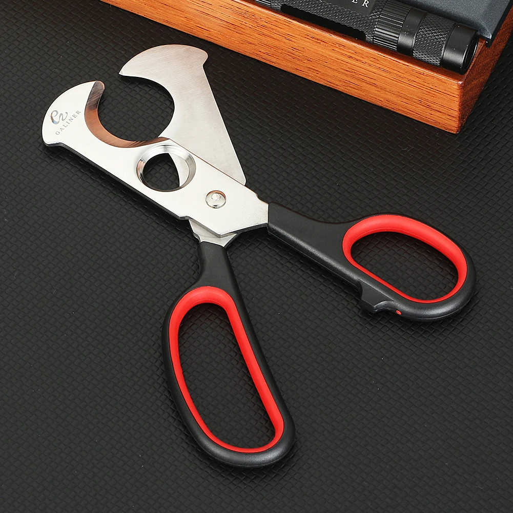 

GALINER Metal Portable Cigar Cutter Guillotine Sharp Cigar Scissors Double Blades Smoking Accessories Gift Box Packaging