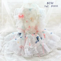 handmade dog clothes princess dress gorgeous white lace flowers cat pet apparel poodle maltese yorkie drop shipping