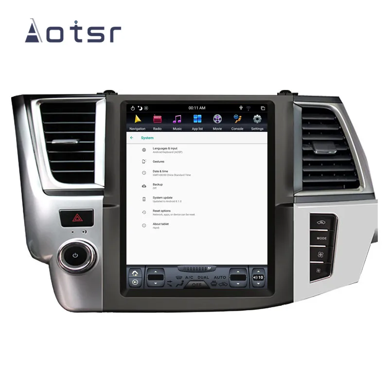 Автомобильный GPS-навигатор в стиле Тесла Android 9 0 4 Гб ОЗУ для Toyota Highlander 2014-2018 радио