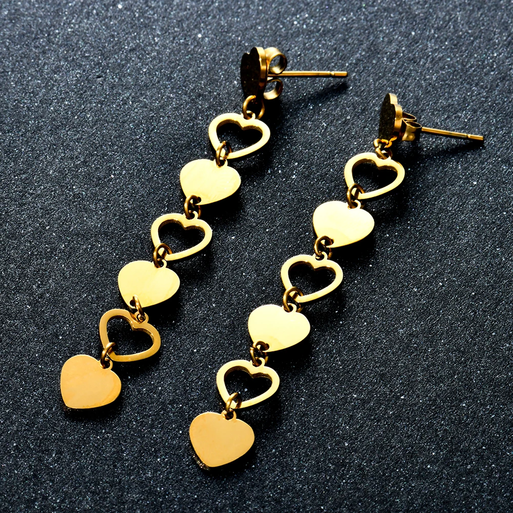 Круглые серьги с кисточкой сердцем длинная цепочка золотые Висячие для девочек