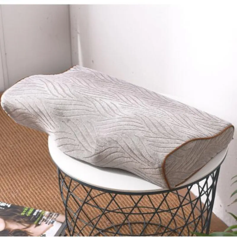 1PCS Khaki grey Удобные ортопедические подушки из латекса с эффектом памяти для шеи, спальная Подушка, мягкая подушка для шеи - Цвет: 1PCS Khaki grey