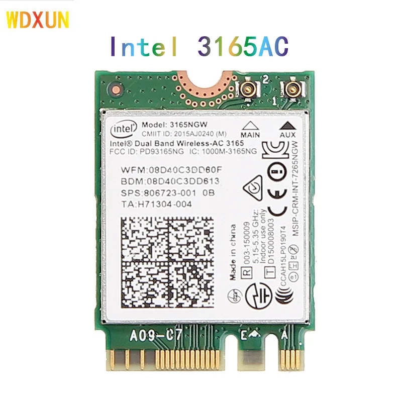 Двухдиапазонный 2 4g/5ghz 433mbps беспроводной ac intel 3165 ngff 802.11ac wifi 3165ngw m.2 карта + bluetooth 4 0