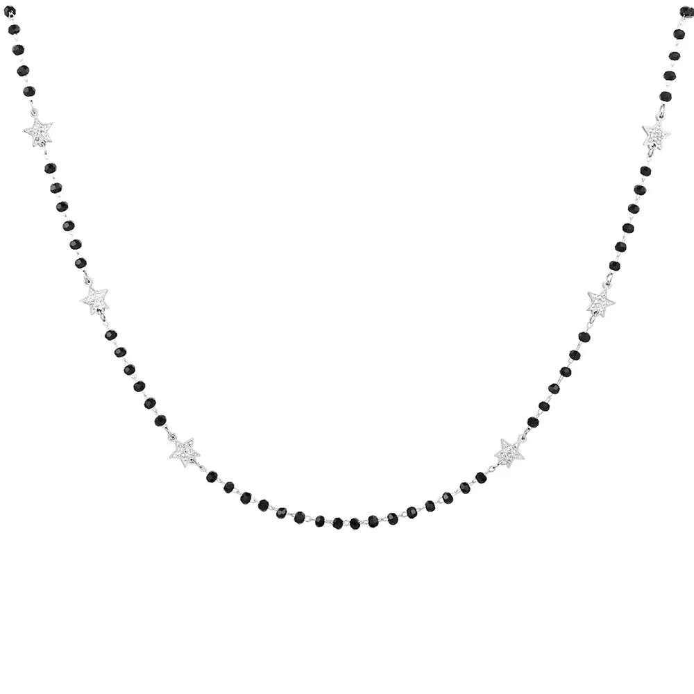 

Women's Fashion Choker Necklace Blck Beaded Chain Silvery Stainless Steel Star Charm Statement Necklaces Jewelry Accessories