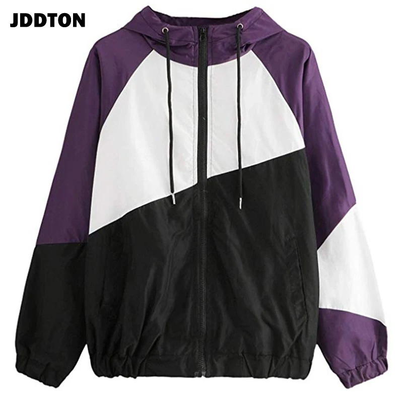 JDDTON Женская куртка с капюшоном лоскутное шитье пальто длинным рукавом